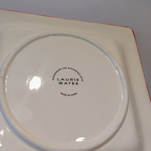 Laurie Gates Poinsettia Square Plates Set of 3 Red White 8 3/4" - Picture 7 of 8